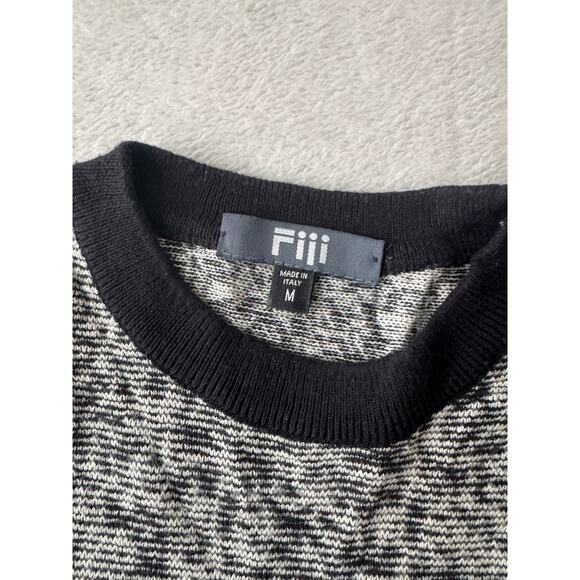 Vintage Fiji Made in Italy Short Sleeve Sweater T-Shirt Men’s Large Gray Black - Picture 3 of 7